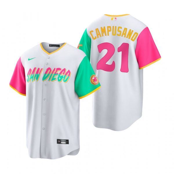 Mens Cool Base San Diego Padres Luis Campusano White City Connect Stitched Jersey 