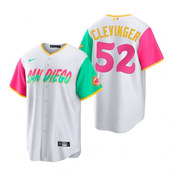 Mens Cool Base San Diego Padres Mike Clevinger White City Connect Stitched Jersey 
