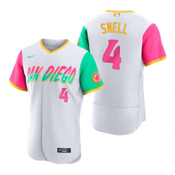 Mens Flex Base San Diego Padres Blake Snell White City Connect Stitched Jersey 