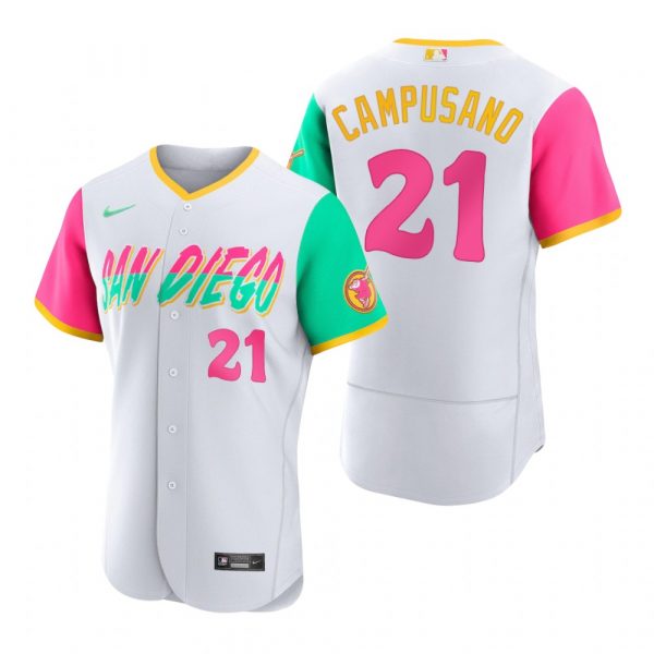 Mens Flex Base San Diego Padres Luis Campusano White City Connect Stitched Jersey 