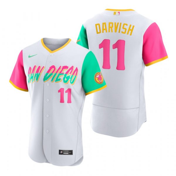 Mens Flex Base San Diego Padres Yu Darvish White City Connect Stitched Jersey 