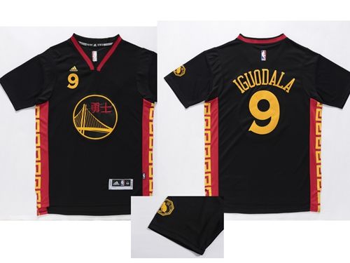 Mens Golden State Warrlors #9 Andre Iguodala Black Slate Chinese New Year Stitched Jersey