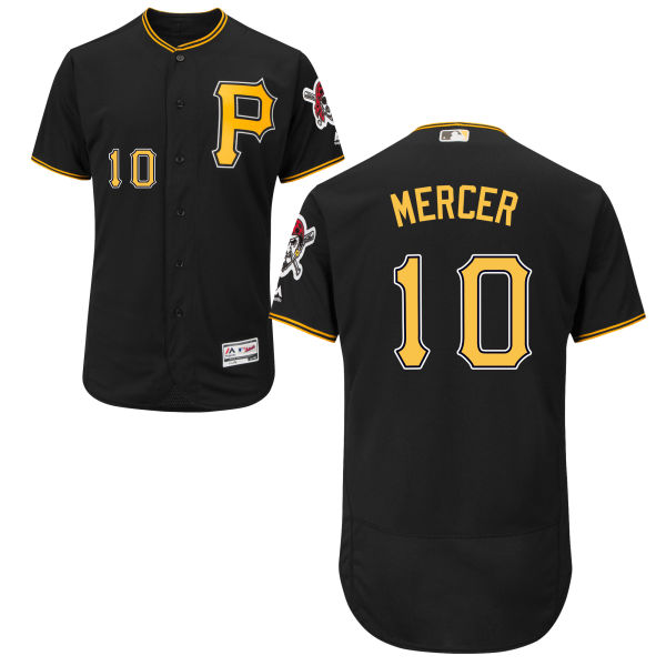 Mens Pittsburgh Pirates#10 Jordy Mercer Black Flexbase Gray Authentic Baseball Jersey