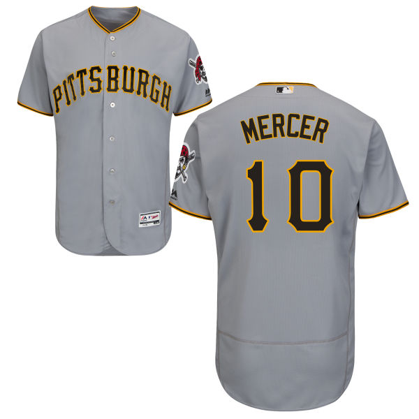 Mens Pittsburgh Pirates#10 Jordy Mercer Road Flexbase Gray Authentic Baseball Jersey
