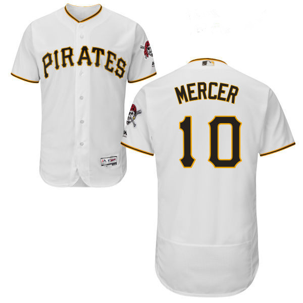 Mens Pittsburgh Pirates#10 Jordy Mercer White Flexbase Gray Authentic Baseball Jersey