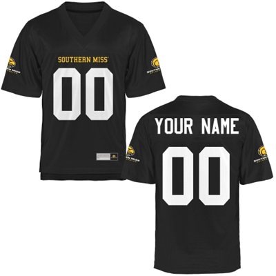 Mens Southern Miss Golden Eagles Personalized Football Name & Number Jersey - 2015 Black Mens Southern Miss Golden Eagles Personalized Football Name & Number Jersey - 2015 Black