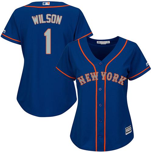 Mets #1 Mookie Wilson Blue(Grey NO.) Alternate Women's Stitched MLB Jersey Mets #1 Mookie Wilson Blue(Grey NO.) Alternate Women's Stitched MLB Jersey