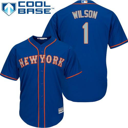 Mets #1 Mookie Wilson Blue(Grey NO.) Cool Base Stitched Youth MLB Jersey Mets #1 Mookie Wilson Blue(Grey NO.) Cool Base Stitched Youth MLB Jersey
