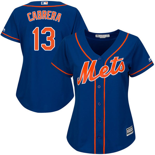 Mets #13 Asdrubal Cabrera Blue Alternate Women's Stitched MLB Jersey