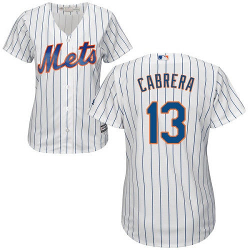 Mets #13 Asdrubal Cabrera White(Blue Strip) Home Women's Stitched MLB Jersey Mets #13 Asdrubal Cabrera White(Blue Strip) Home Women's Stitched MLB Jersey