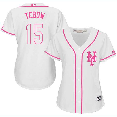 Mets #15 Tim Tebow White Pink Fashion Women's Stitched MLB Jersey Mets #15 Tim Tebow White Pink Fashion Women's Stitched MLB Jersey