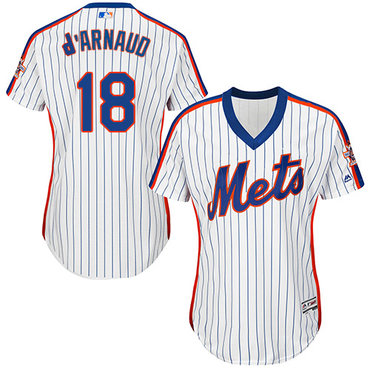 Mets #18 Travis d'Arnaud White(Blue Strip) Alternate Women's Stitched MLB Jersey Mets #18 Travis d'Arnaud White(Blue Strip) Alternate Women's Stitched MLB Jersey