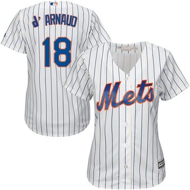 Mets #18 Travis d'Arnaud White(Blue Strip) Home Women's Stitched MLB Jersey Mets #18 Travis d'Arnaud White(Blue Strip) Home Women's Stitched MLB Jersey