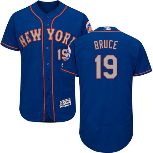 Mets #19 Jay Bruce Blue(Grey NO.) Flexbase Authentic Collection Stitched MLB Jersey