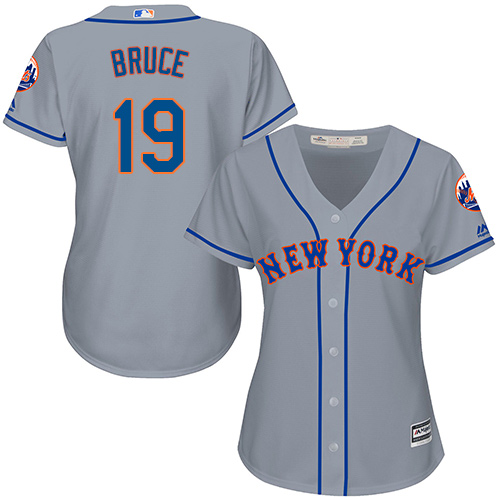 Mets #19 Jay Bruce Grey Road Women's Stitched MLB Jersey