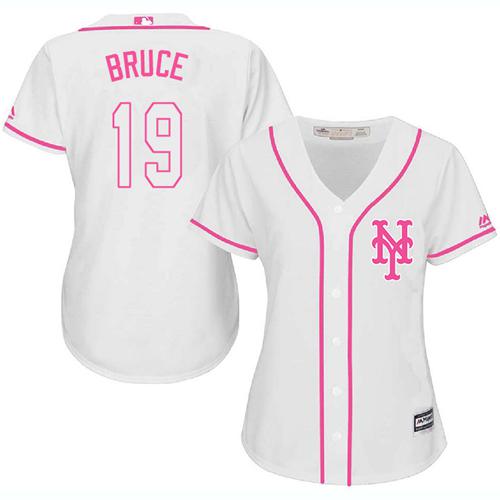 Mets #19 Jay Bruce White Pink Fashion Women's Stitched MLB Jersey Mets #19 Jay Bruce White Pink Fashion Women's Stitched MLB Jersey