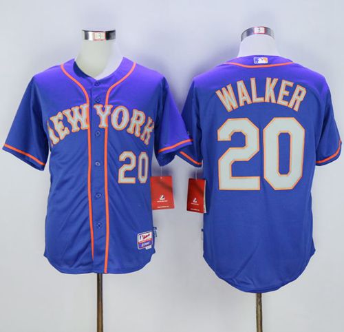 Mets #20 Neil Walker Blue(Grey NO.) Alternate Road Cool Base Stitched MLB Jersey