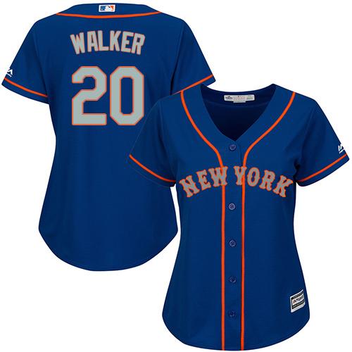 Mets #20 Neil Walker Blue(Grey NO.) Alternate Women's Stitched MLB Jersey