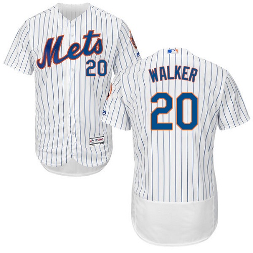 Mets #20 Neil Walker White(Blue Strip) Flexbase Authentic Collection Stitched MLB Jersey