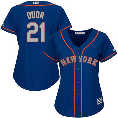 Mets #21 Lucas Duda Blue(Grey NO.) Alternate Women's Stitched MLB Jersey