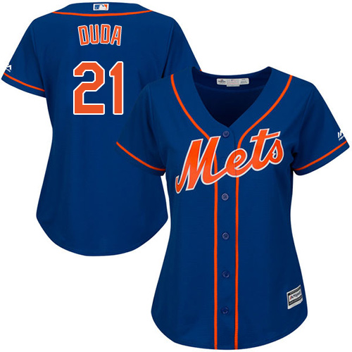 Mets #21 Lucas Duda Blue Alternate Women's Stitched MLB Jersey