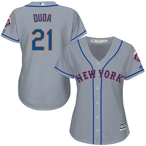 Mets #21 Lucas Duda Grey Road Women's Stitched MLB Jersey