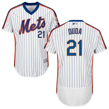 Mets #21 Lucas Duda White(Blue Strip) Flexbase Authentic Collection Alternate Stitched MLB Jersey