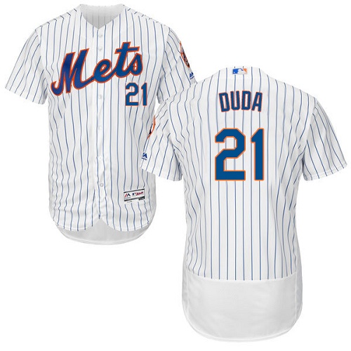 Mets #21 Lucas Duda White(Blue Strip) Flexbase Authentic Collection Stitched MLB Jersey