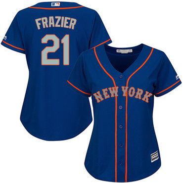 Mets #21 Todd Frazier Blue(Grey NO.) Alternate Women's Stitched MLB Jersey Mets #21 Todd Frazier Blue(Grey NO.) Alternate Women's Stitched MLB Jersey