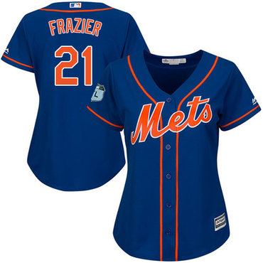 Mets #21 Todd Frazier Blue Alternate Women's Stitched MLB Jersey - 副本 Mets #21 Todd Frazier Blue Alternate Women's Stitched MLB Jersey - 副本