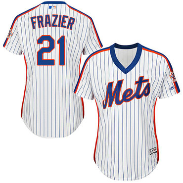 Mets #21 Todd Frazier White(Blue Strip) Alternate Women's Stitched MLB Jersey Mets #21 Todd Frazier White(Blue Strip) Alternate Women's Stitched MLB Jersey