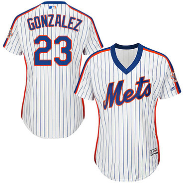 Mets #23 Adrian Gonzalez White(Blue Strip) Alternate Women's Stitched MLB Jersey Mets #23 Adrian Gonzalez White(Blue Strip) Alternate Women's Stitched MLB Jersey
