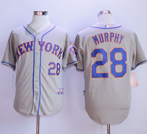 Mets #28 Daniel Murphy Grey Cool Base Stitched MLB Jersey