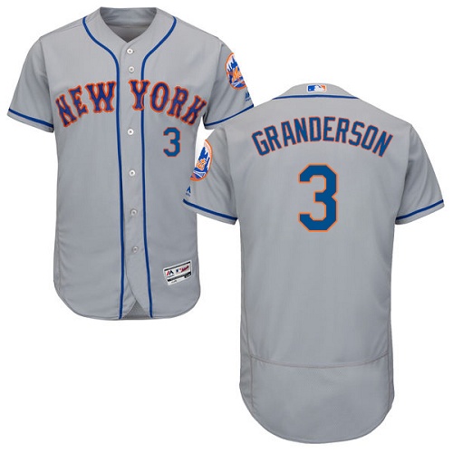 Mets #3 Curtis Granderson Grey Flexbase Authentic Collection Stitched MLB Jersey