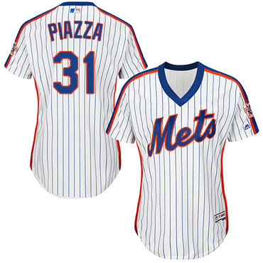 Mets #31 Mike Piazza White(Blue Strip) Alternate Women's Stitched MLB Jersey Mets #31 Mike Piazza White(Blue Strip) Alternate Women's Stitched MLB Jersey