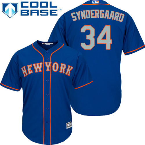 Mets #34 Noah Syndergaard Blue(Grey NO.) Cool Base Stitched Youth MLB Jersey Mets #34 Noah Syndergaard Blue(Grey NO.) Cool Base Stitched Youth MLB Jersey