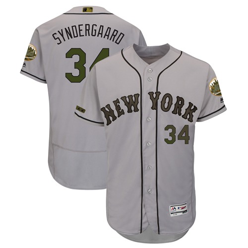 Mets #34 Noah Syndergaard Grey Flexbase Authentic Collection 2018 Memorial Day Stitched Baseball Jersey