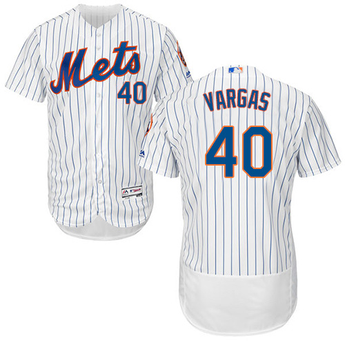Mets #40 Jason Vargas White(Blue Strip) Flexbase Authentic Collection Stitched Baseball Jersey