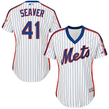 Mets #41 Tom Seaver White(Blue Strip) Alternate Women's Stitched MLB Jersey Mets #41 Tom Seaver White(Blue Strip) Alternate Women's Stitched MLB Jersey