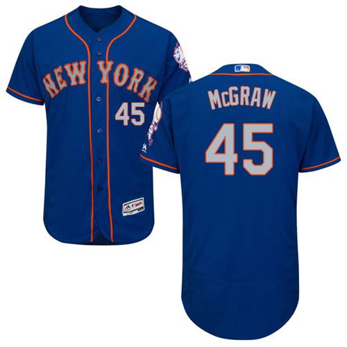 Mets #45 Tug McGraw Royal Gray Flexbase Authentic Collection Stitched MLB Jersey