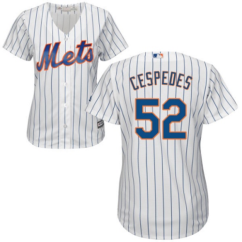 Mets #52 Yoenis Cespedes White(Blue Strip) Home Women's Stitched MLB Jersey Mets #52 Yoenis Cespedes White(Blue Strip) Home Women's Stitched MLB Jersey