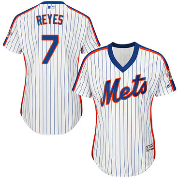 Mets #7 Jose Reyes White(Blue Strip) Alternate Women's Stitched MLB Jersey Mets #7 Jose Reyes White(Blue Strip) Alternate Women's Stitched MLB Jersey