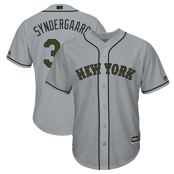 Mets 34 Noah Syndergaard Gray 2018 Memorial Day Cool Base Jersey