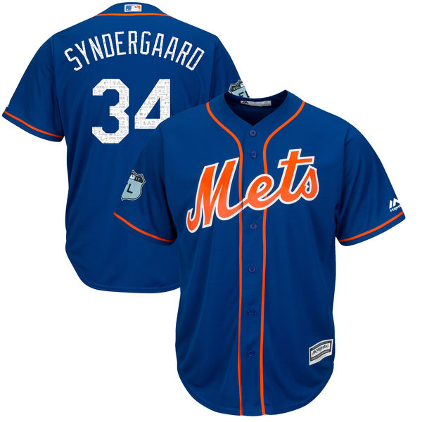 Mets 34 Noah Syndergaard Royal 2017 Spring Training New Cool Base Jersey