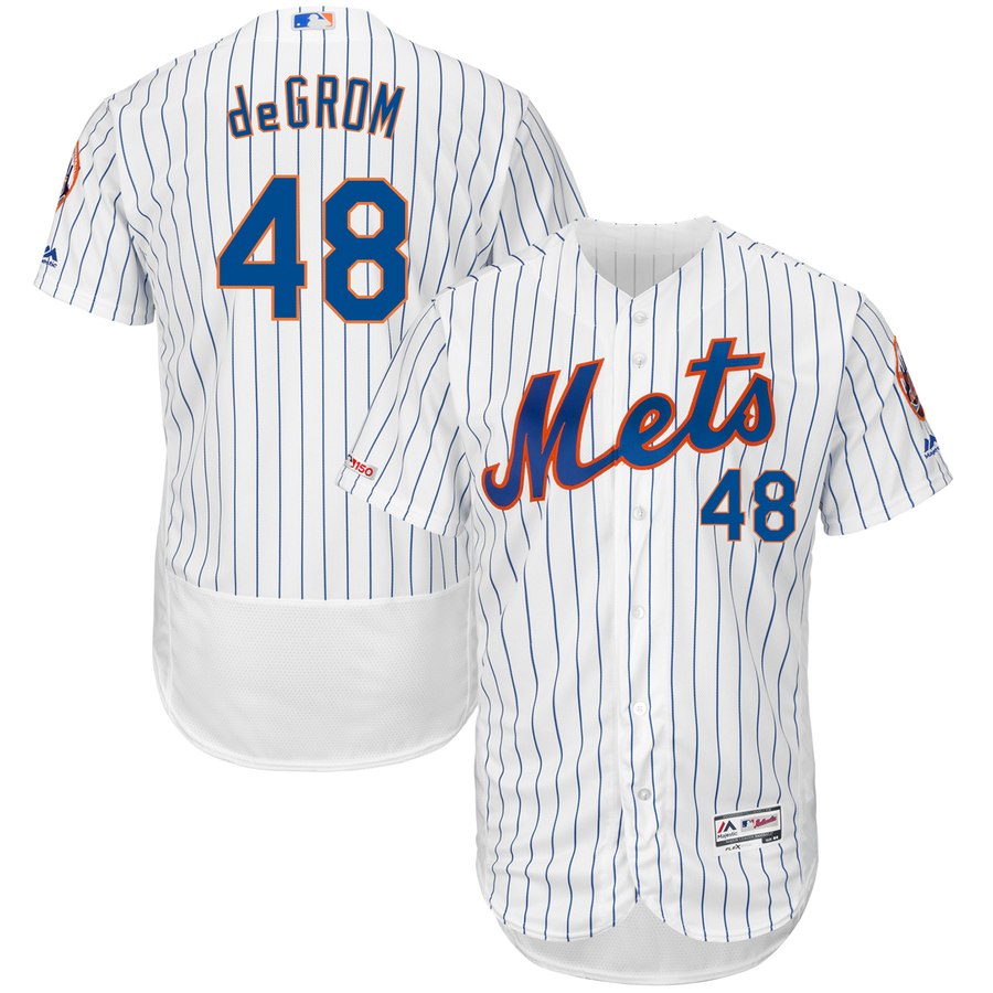 Mets 48 Jacob DeGrom White 150th Patch Flexbase Jersey