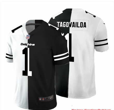 Miami Dolphins #1 Tua Tagovailoa Men's Black V White Peace Split Nike Vapor Untouchable Limited NFL Jersey Miami Dolphins #1 Tua Tagovailoa Men's Black V White Peace Split Nike Vapor Untouchable Limited NFL Jersey