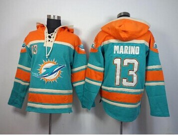 Miami Dolphins #13 Dan Marino Aqua Green Sawyer Hooded Sweatshirt NFL Hoodie Miami Dolphins #13 Dan Marino Aqua Green Sawyer Hooded Sweatshirt NFL Hoodie
