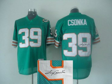 Miami Dolphins 39# Csonka Green Throwback Jersey(Signed Elite) Miami Dolphins 39# Csonka Green Throwback Jersey(Signed Elite)