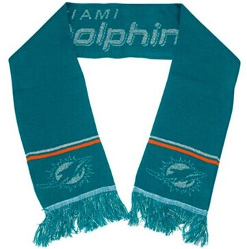 Miami Dolphins Aqua Green Metallic Thread Scarf Miami Dolphins Aqua Green Metallic Thread Scarf