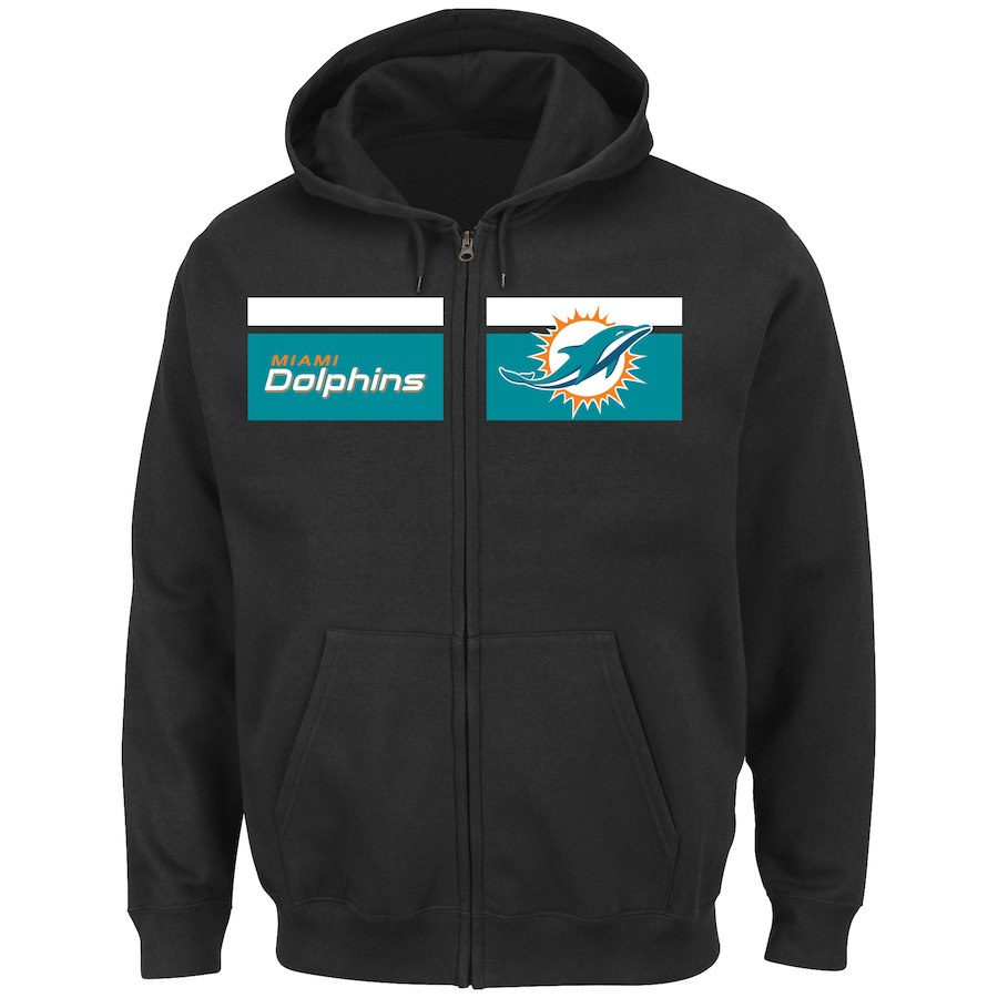 Miami Dolphins Majestic Touchback Full Zip Hoodie Black Miami Dolphins Majestic Touchback Full Zip Hoodie Black